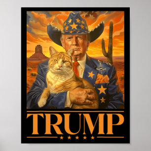 2024 und Cat Western Cowboy Patriotic 4. Juli Poster