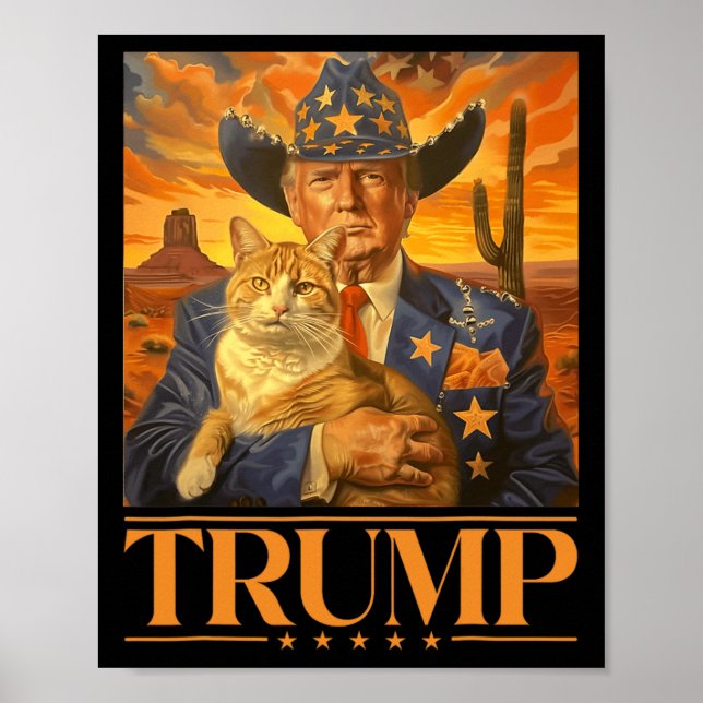 2024 und Cat Western Cowboy Patriotic 4. Juli Poster (Vorne)