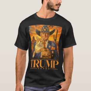 2024 und Cat Western Cowboy Patriotic 4. Juli T-Shirt