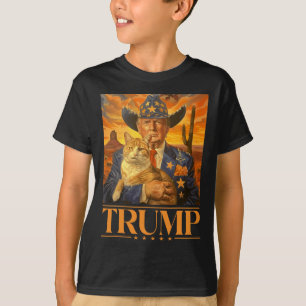 2024 und Cat Western Cowboy Patriotic 4. Juli T-Shirt