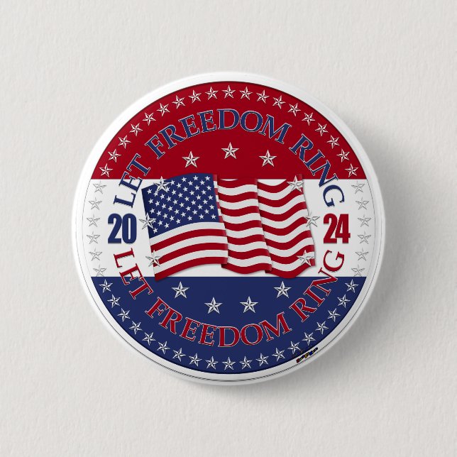 2024 USA Flag Lass Freedom Ring Button (Vorderseite)
