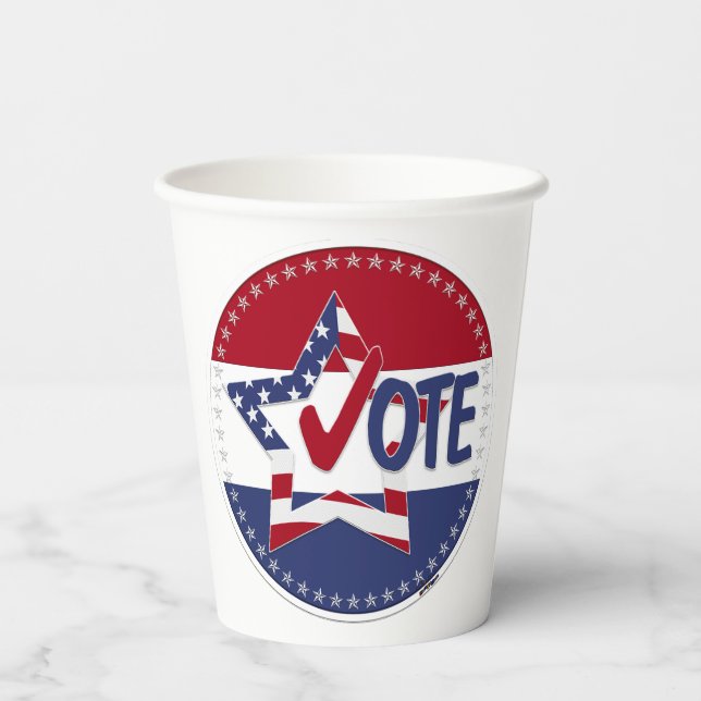 2024 USA Flag Star Vote Check Mark Pappbecher (Rückseite)