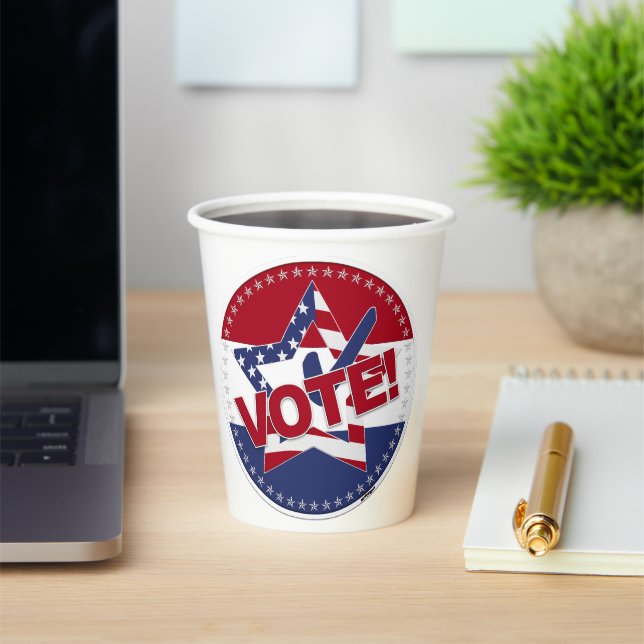 2024 USA Flag VOTE Star Check Mark Pappbecher (InSitu)
