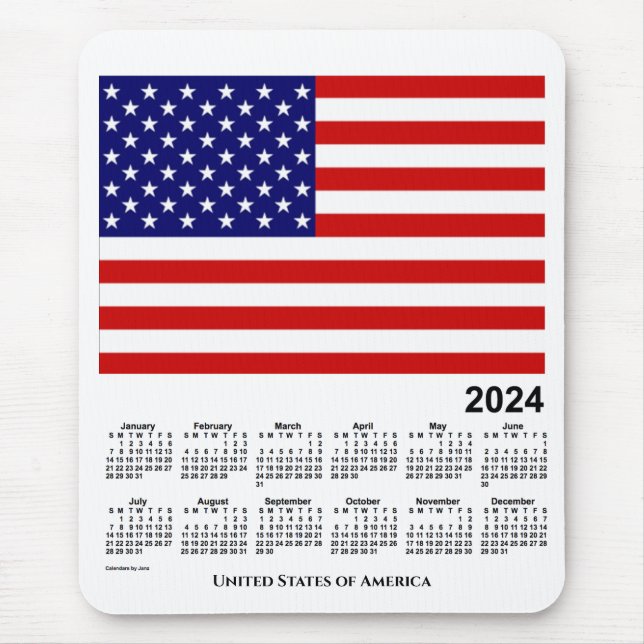 2024 USA Flaggenkalender von Janz Mouse Pad Mousepad (Vorne)