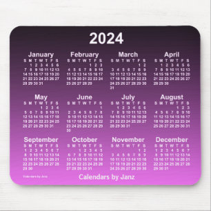 2024 Verblassener Hot Pink Neon Calendar von Janz Mousepad