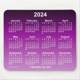 2024 Verblasster Lila Neonkalender von Janz Mouse Mousepad