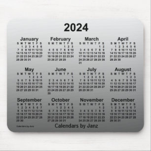 2024 Verblasster weißer Kalender von Janz Mouse Pa Mousepad