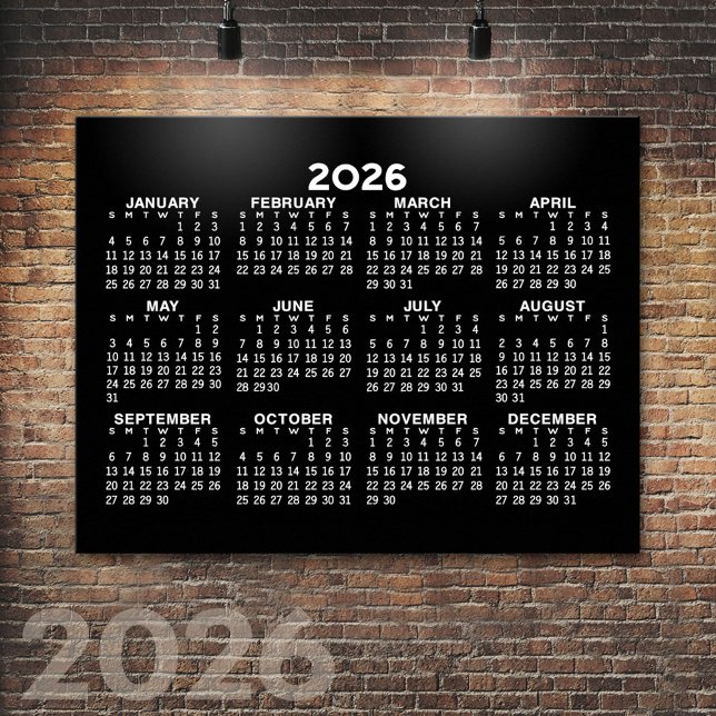 2024 Volljahresanzeigekalender - horizontal - Schw Poster (2026 Calendar Poster)