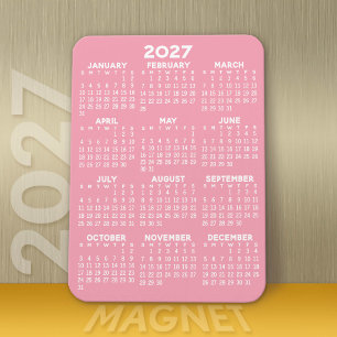 2024 Volljahreskalender - Einfach Rosa Minimal Magnet