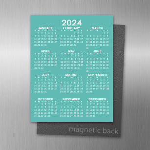 2024 Volljährig-Ansichtskalender - Basic Aqua Mini Magnetisches Trockenlöschblatt