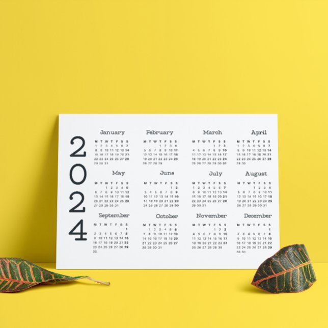 2024 Volljähriger Kalender Schwarz-Weiß-Minimalist Programm (2024 Full Year Calendar Black And White Minimalist Program)