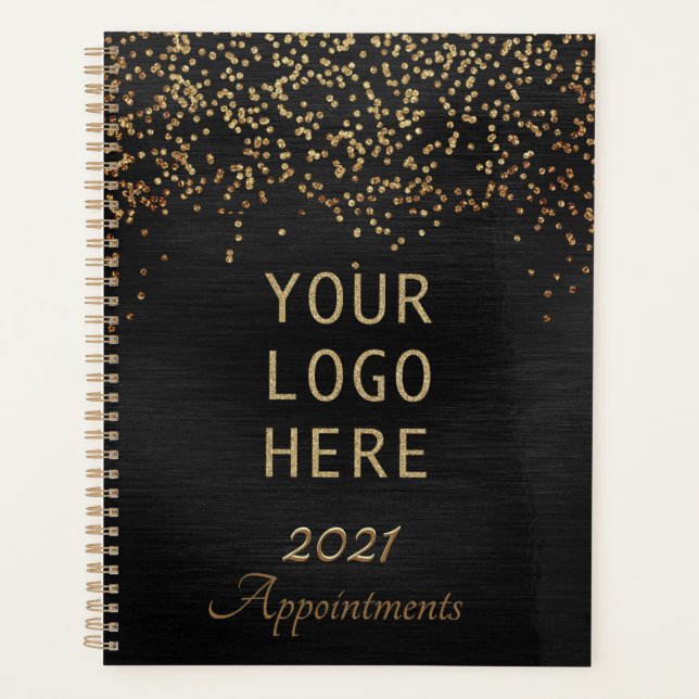 2024 Vorzeigebuch für das elegante Black Gold Logo Planer (Vorderseite)