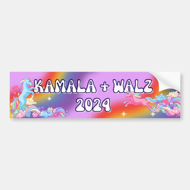 2024 Wahl Kamala + Walz Autoaufkleber Unicorn (Vorne)
