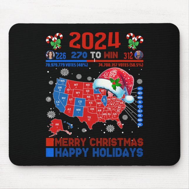 2024 Wahlplan frohe Weihnachten Trump Landslide Mousepad (Vorne)