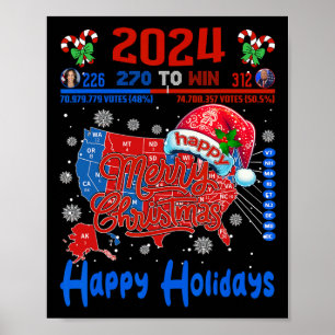 2024 Wahlplan frohe Weihnachten Trump Landslide Poster