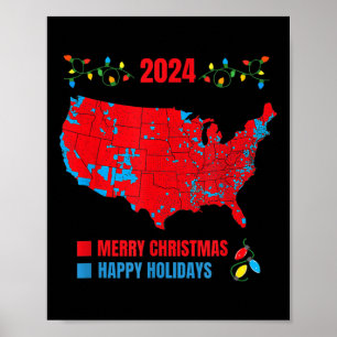 2024 Wahlplan frohe Weihnachten Trump Landslide Poster