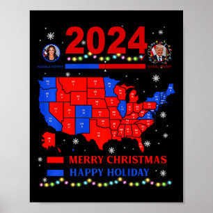 2024 Wahlplan frohe Weihnachten Trump Landslide Poster
