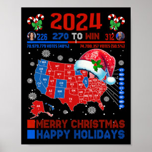 2024 Wahlplan frohe Weihnachten Trump Landslide Poster