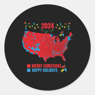 2024 Wahlplan frohe Weihnachten Trump Landslide Runder Aufkleber