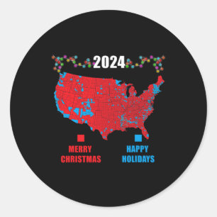 2024 Wahlplan frohe Weihnachten Trump Landslide Runder Aufkleber