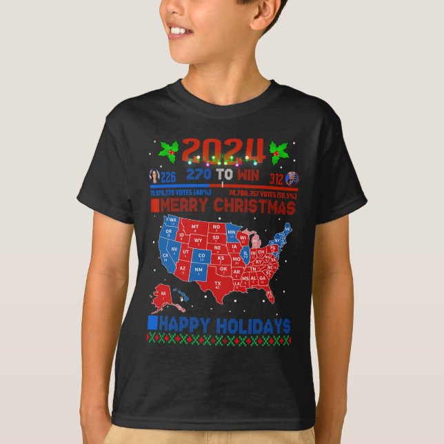 2024 Wahlplan frohe Weihnachten Trump Landslide T-Shirt (Vorderseite)