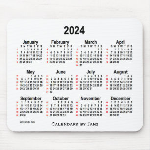 2024 Weißer 52-Wochen-Kalender von Janz Mousepad