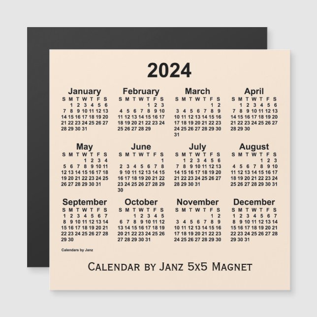 2024 Weißer Kalender der Antike von Janz 5x5 Magne Magnetkarte (Vorne/Hinten)