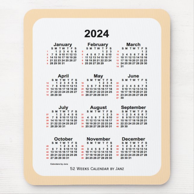 2024 Wheat 52 Week Calendar by Janz Mousepad (Vorne)