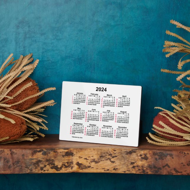 2024 White 52 Week ISO Desk Calendar by Janz 12x18 Fotoplatte (Seite)