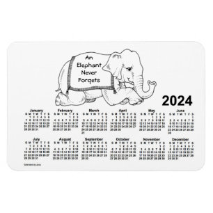 2024 White Elephant Calendar von Janz 4x6 Magnet