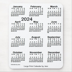2024 White Large Print Calendar by Janz Mousepad