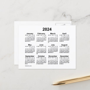 2024 White Mini Calendar von Janz Postcard Postkarte