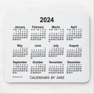 2024 White Smoke Calendar von Janz Mouse Pad Mousepad