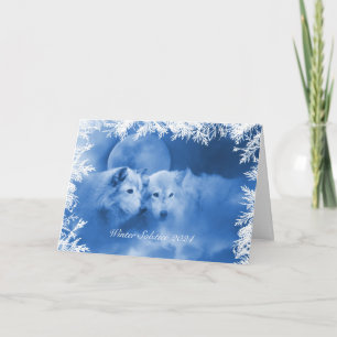 2024 Winter-Sonnenwende-Segen-Karte mit Wölfen Karte