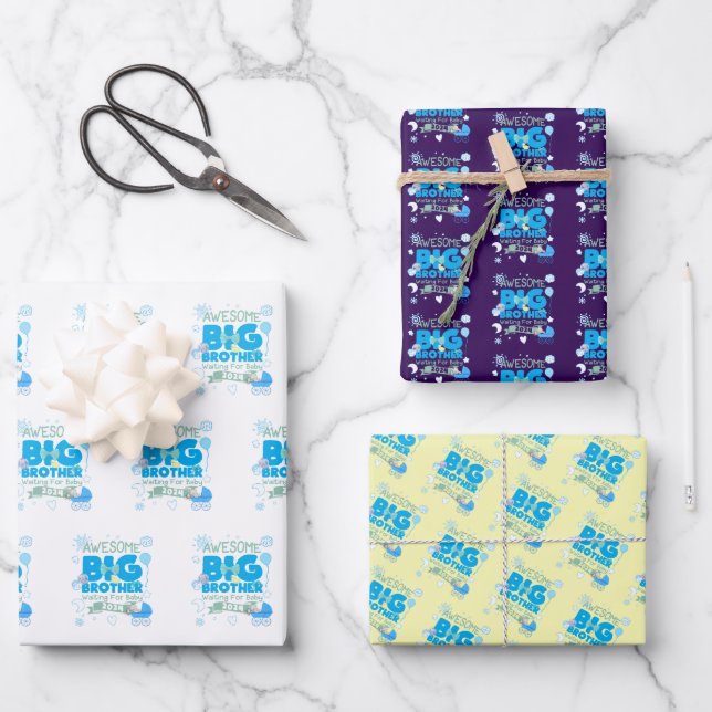 2024 wird ein großer Bruder sein Geschenkpapier Set (Vorderseite)
