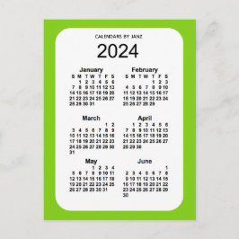 2024 Yellow Green 6 Month Mini Calendar von Janz Postkarte