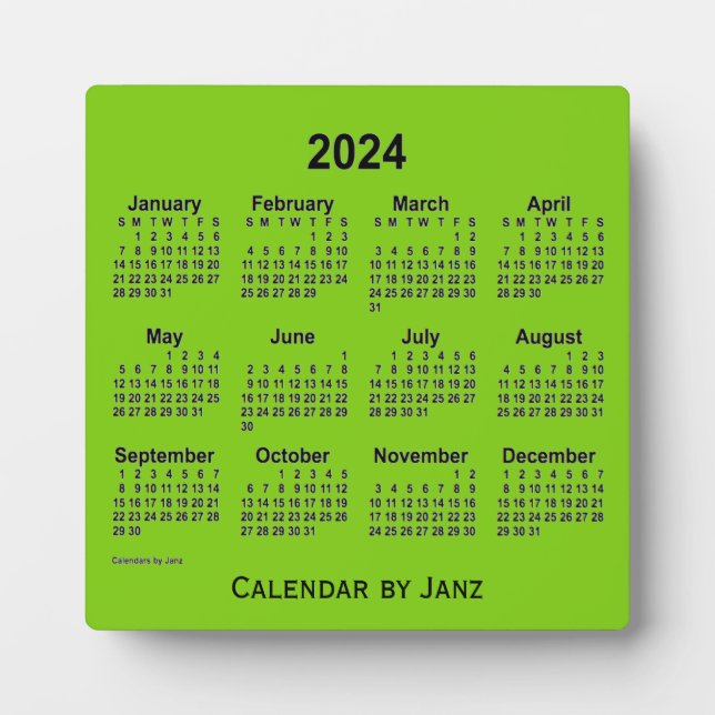 2024 Yellow Green Desk Calendar von Janz Fotoplatte (Vorderseite)