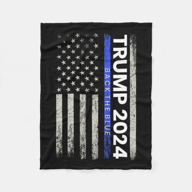 2024 Zurück The Blue Thin Blue Line Police America Fleecedecke (Vorderseite)