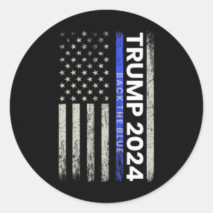 2024 Zurück The Blue Thin Blue Line Police America Runder Aufkleber