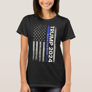 2024 Zurück The Blue Thin Blue Line Police America T-Shirt