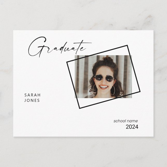 2024 zwei Fotocollage Graduation Party Postkarte (Vorderseite)