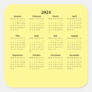 2024 Zwölfmonatiger Kalender Quadratischer Aufkleber