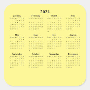 2024 Zwölfmonatiger Kalender Quadratischer Aufkleber