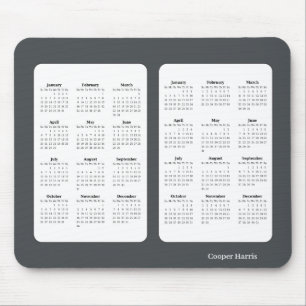 2025 - 2026 Basic Black and White Calendar Mousepad