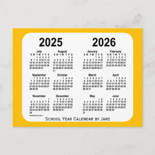 2025-2026 Gold Mini School Year Calendar by Janz Postkarte