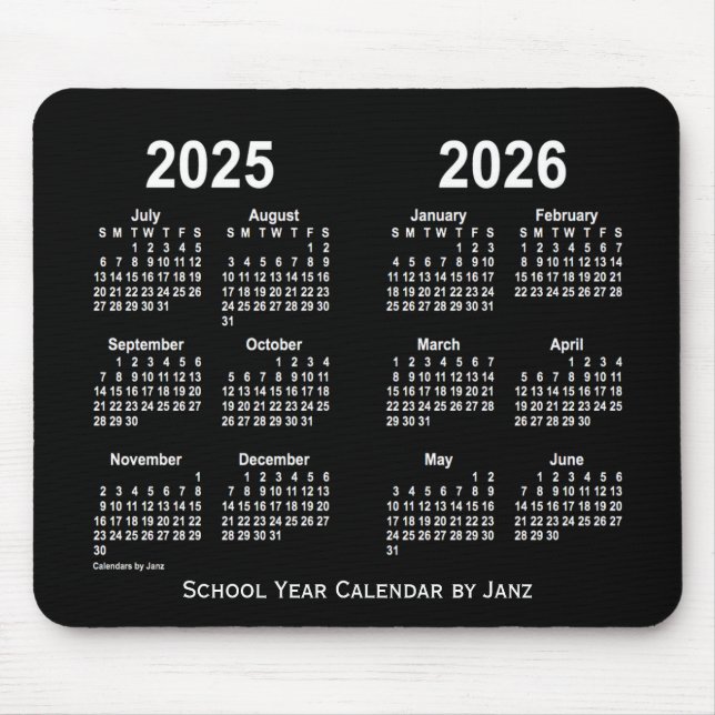 2025-2026 Neon White School Calendar von Janz Mousepad (Vorne)
