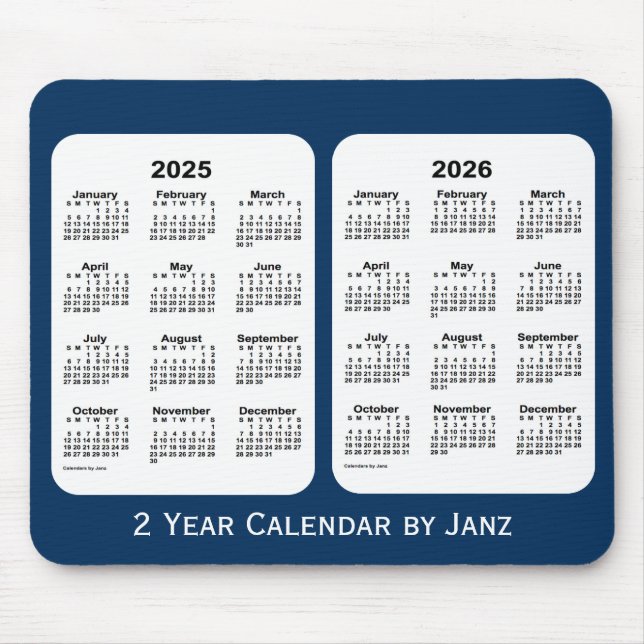 2025-2026 Police Box Blue 2 Year Calendar by Janz Mousepad (Vorne)