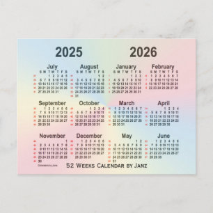 2025-2026 Rainbow 52 Weeks Calendar by Janz Postkarte