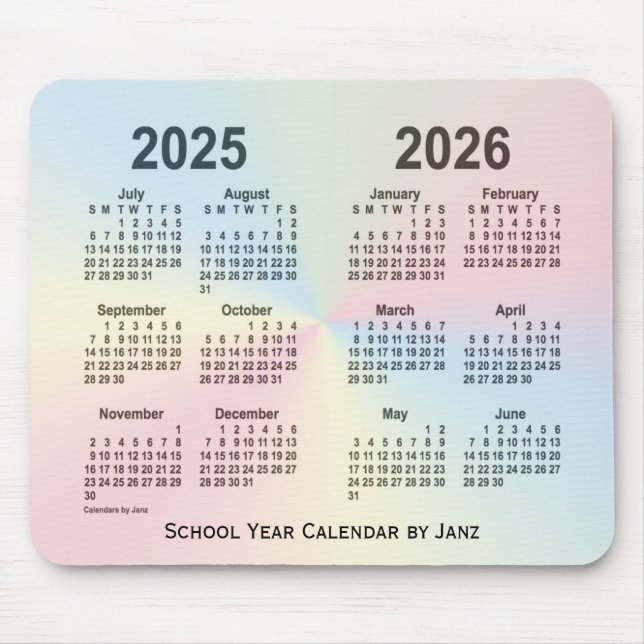 2025-2026 Rainbow Cloud School Calendar by Janz Mousepad (Vorne)