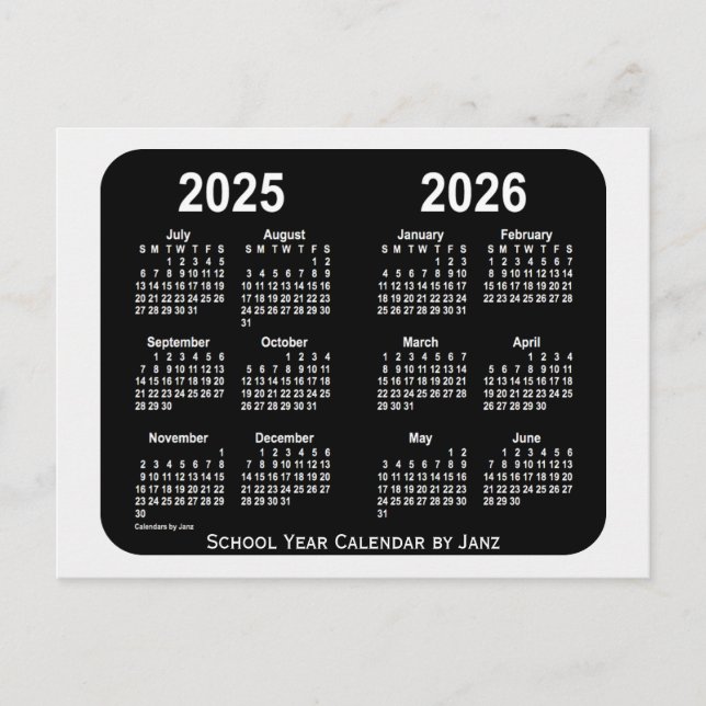 2025-2026 Smokey Neon School Year Calendar by Janz Postkarte (Vorderseite)